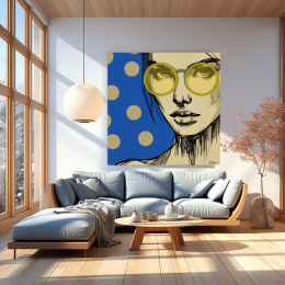 DIGITAL PAINTING - WOMAN WITH GLASSES - BLUE