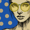 DIGITAL PAINTING - WOMAN WITH GLASSES - BLUE