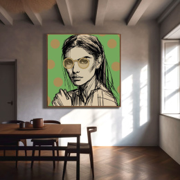DIGITAL PAINTING - WOMAN WITH GLASSES - GREEN
