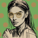 DIGITAL PAINTING - WOMAN WITH GLASSES - GREEN