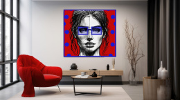 DIGITAL PAINTING - WOMAN WITH GLASSES - RED NO 2