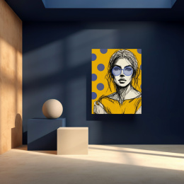 DIGITAL PAINTING - WOMAN WITH GLASSES - YELLOW