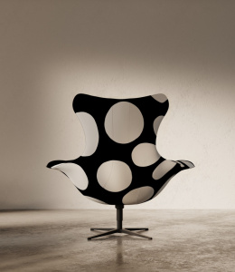 Swivel armchair BUBBLE BASE BLACK