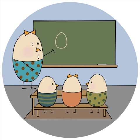 Wanddekoration - Mural DOTS - Pani Jajko uczy w szkole