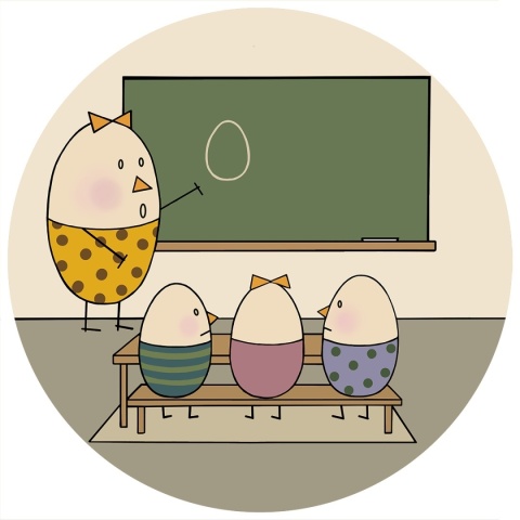 Wanddekoration - Mural DOTS - Pani Jajko uczy w szkole