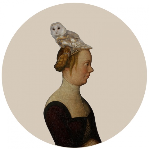 Dekoracja ścienna - mural DOTS Kobieta z sową