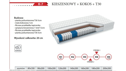 Mattress SOMA REST K-7 – POCKET SPRING + COCONUT + T30 FOAM