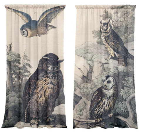 Cotton curtains Owls