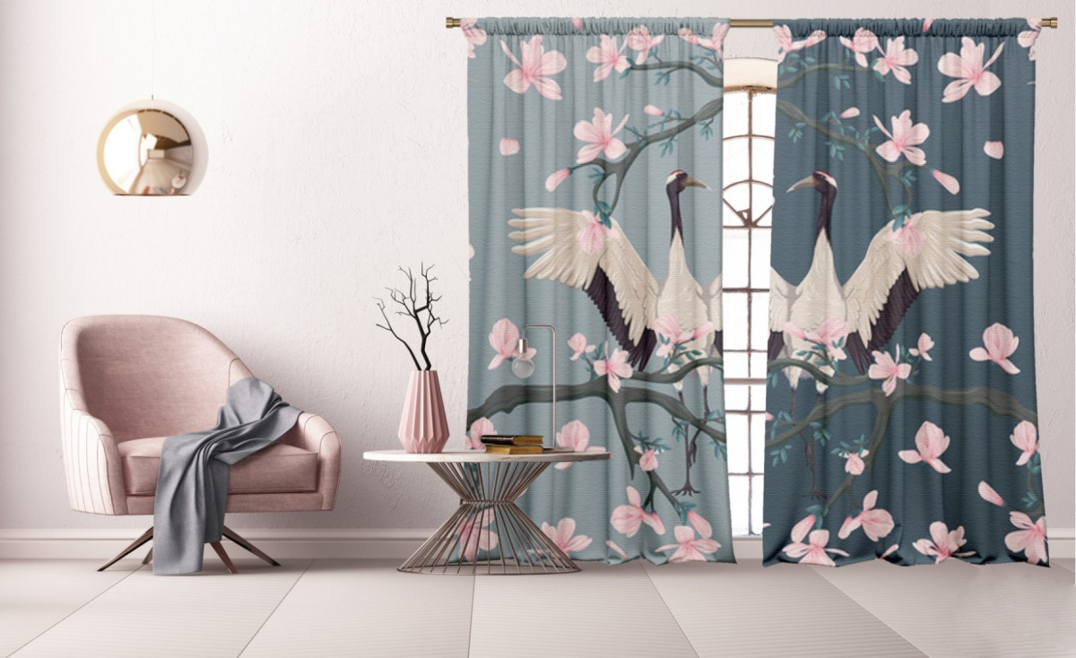 Cotton curtains Hanami