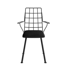 Metallstuhl mit gepolstertem ALMOND-Sitz schwarz