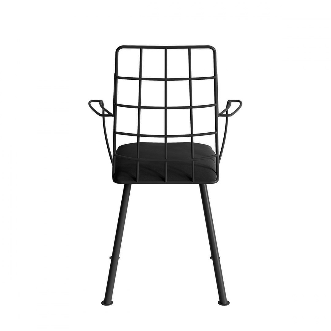 Metal chair with upholstered seat ALMOND black