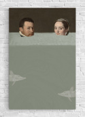 Painting printed on canvas. A Woman and a Man in Gray.