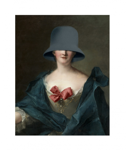 Malerei auf Leinwand gedruckt. Eine Frau mit Hut.