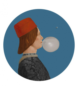 Dekoracja ścienna - mural DOTS Boy with Bubble Gum blue