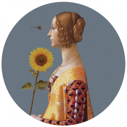 Wanddekoration - Wandbild DOTS Frau mit Sonnenblume