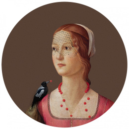 Wanddekoration - Wandbild DOTS Woman with magpie.