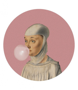 Wanddekoration - Wandbild DOTS Woman with Bubble Gum Pink