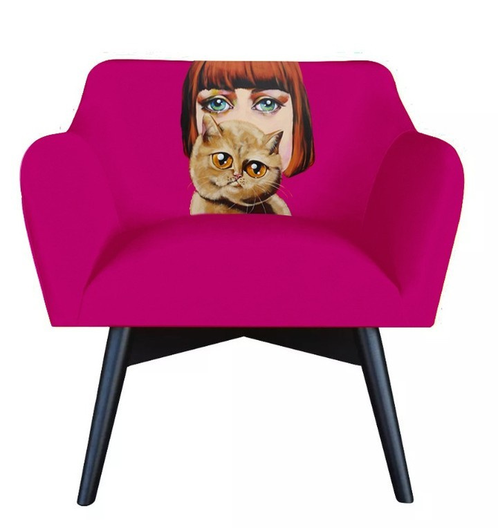 Armchair POP-ART Lady with a cat