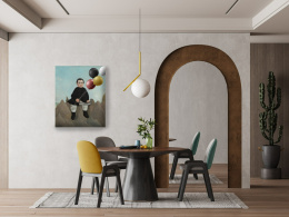 Painting printed on canvas "Boy with balloons "