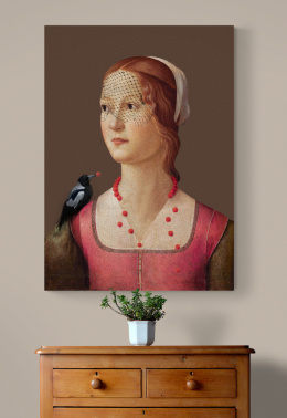Painting printed on canvas "Lady with Magpie"