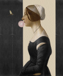 Painting printed on canvas "Woman with a dragonfly"