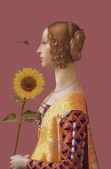 Painting printed on canvas "Woman with sunflower "