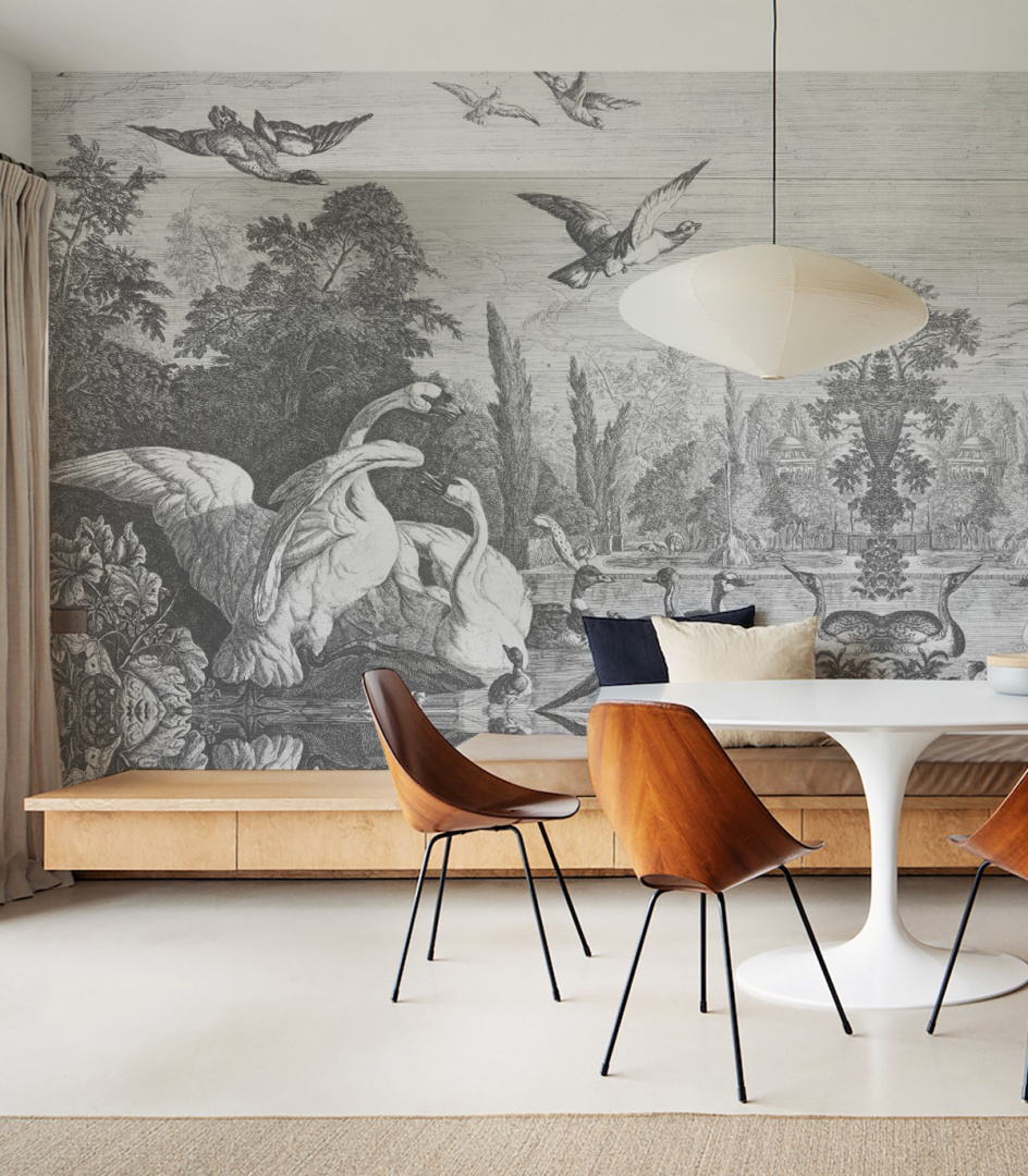 Wallpaper Black swans by Wallcolors roll 100x200
