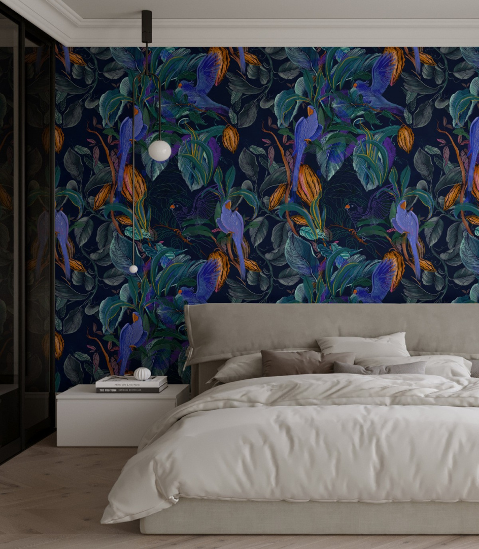 Blue Parrots wallpaper by Wallcolors rolka 100x200