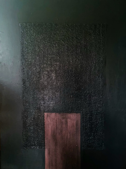 "Copper shadow " Obraz strukturalny akryl na płotnie 90x120