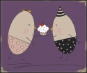 ARTWORK ON CANVAS - MR. AND MRS. EGG ON BIRTHDAY PARTY
