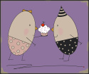 ARTWORK ON CANVAS - MR. AND MRS. EGG ON BIRTHDAY PARTY
