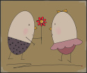 ARTWORK ON CANVAS - MR. AND MRS. EGG WITH FLOWER