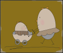 ARTWORK ON CANVAS - MRS. EGG AND A WALK WITH A STROLLER