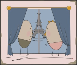 ARTWORK ON CANVAS - MR. AND MRS. EGG IN PARIS